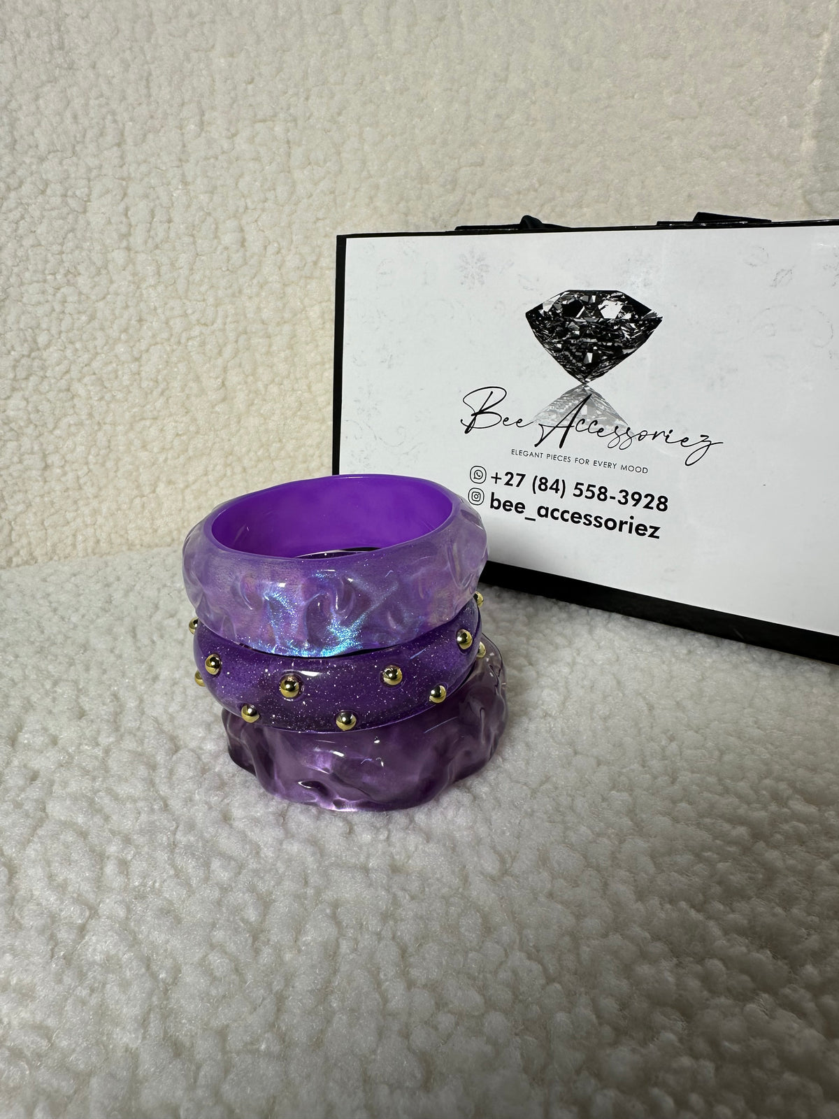 3-Piece Purple Statement Bangle Set