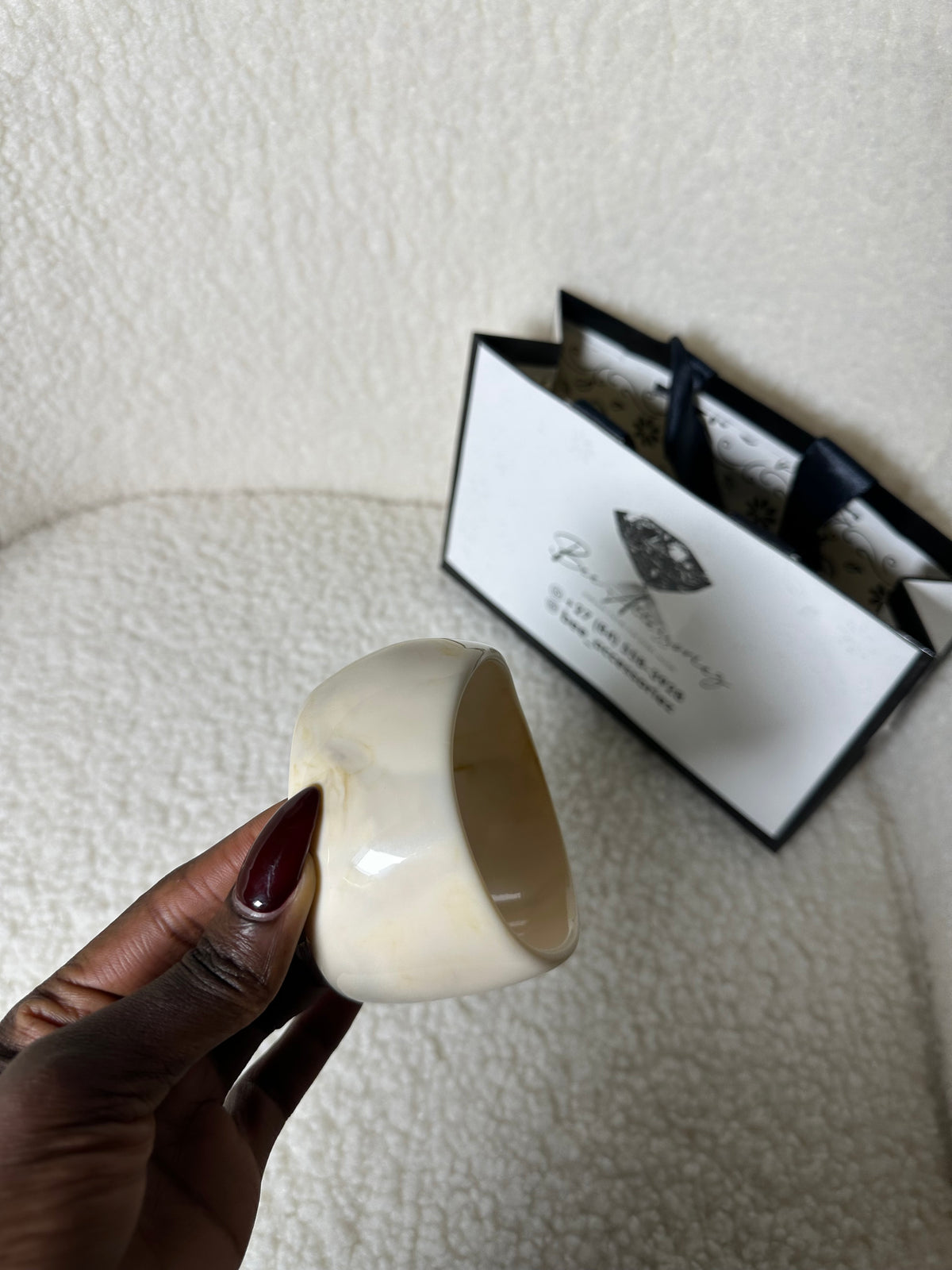 Cream Oval Statement Bangle