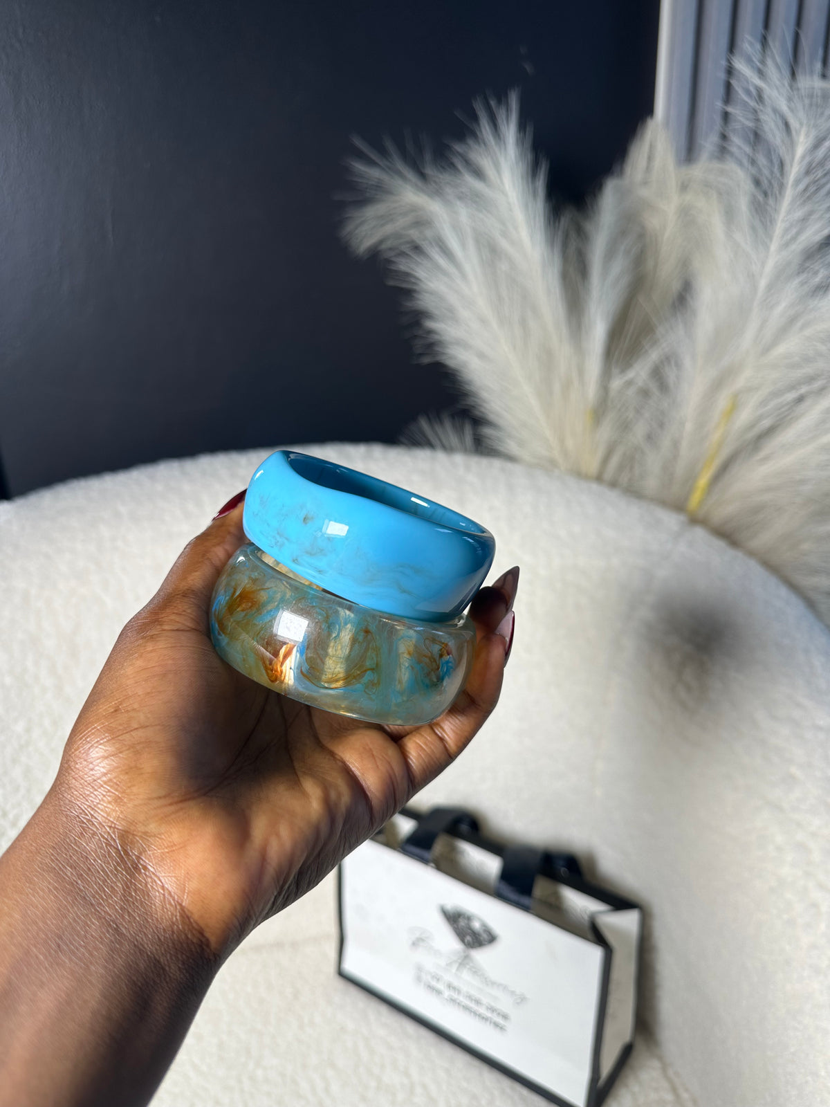 2-Piece Turquoise Resin Bangle Set