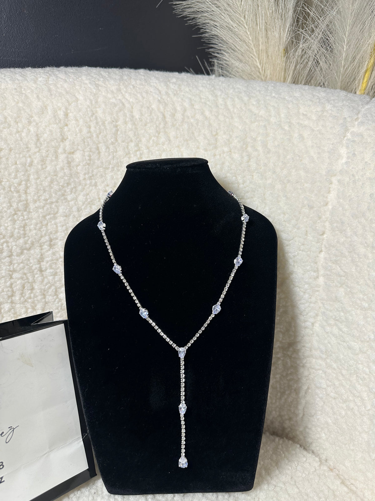 Crystal Drop Y Necklace