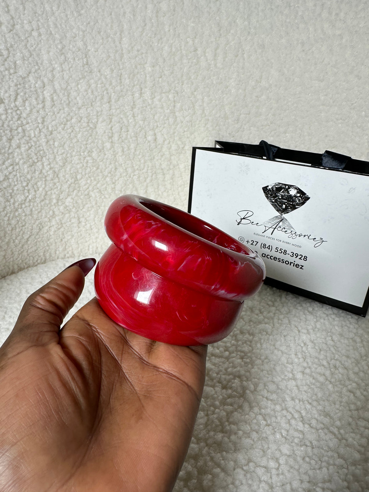 2-Piece Red Resin Bangle Set