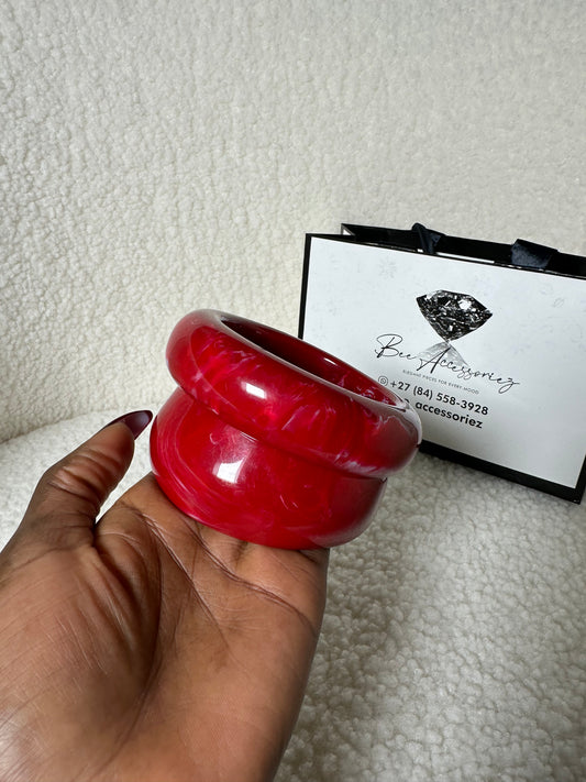 2-Piece Red Resin Bangle Set