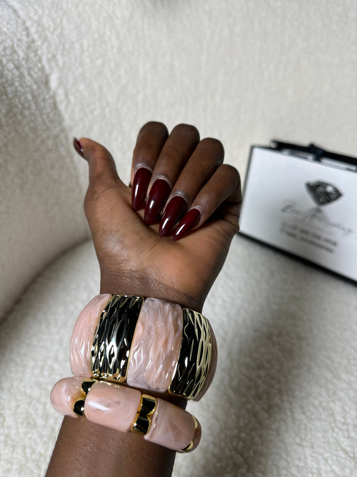 2-Piece Blush Pink & Gold Bracelet Set