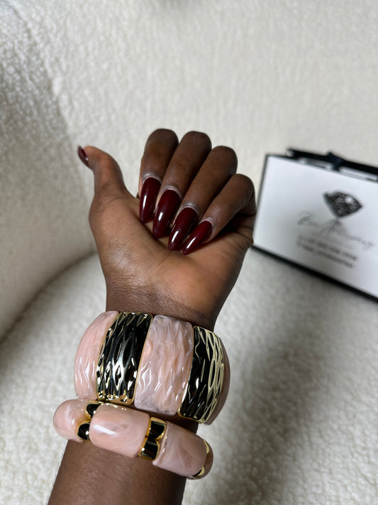 2-Piece Blush Pink & Gold Bracelet Set