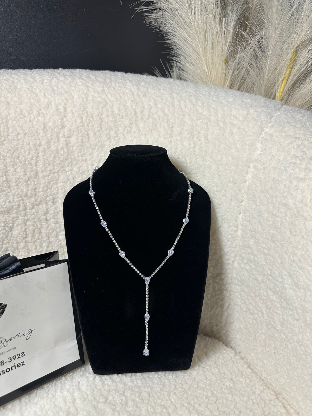Crystal Drop Y Necklace