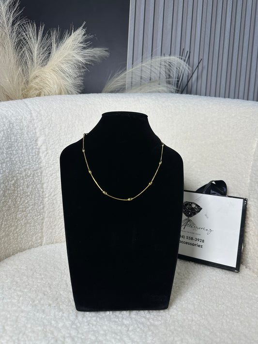 Gold Beaded Snake Chain Necklace