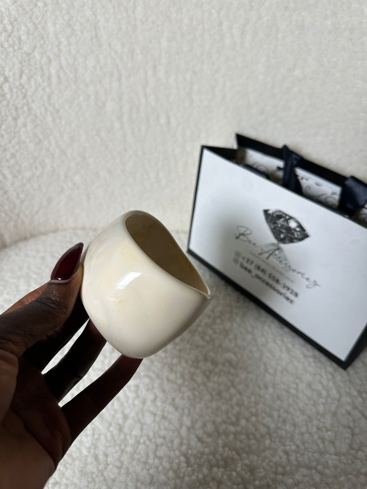 Cream Oval Statement Bangle