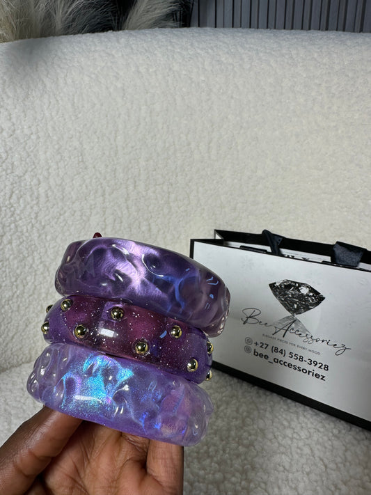 3-Piece Purple Statement Bangle Set
