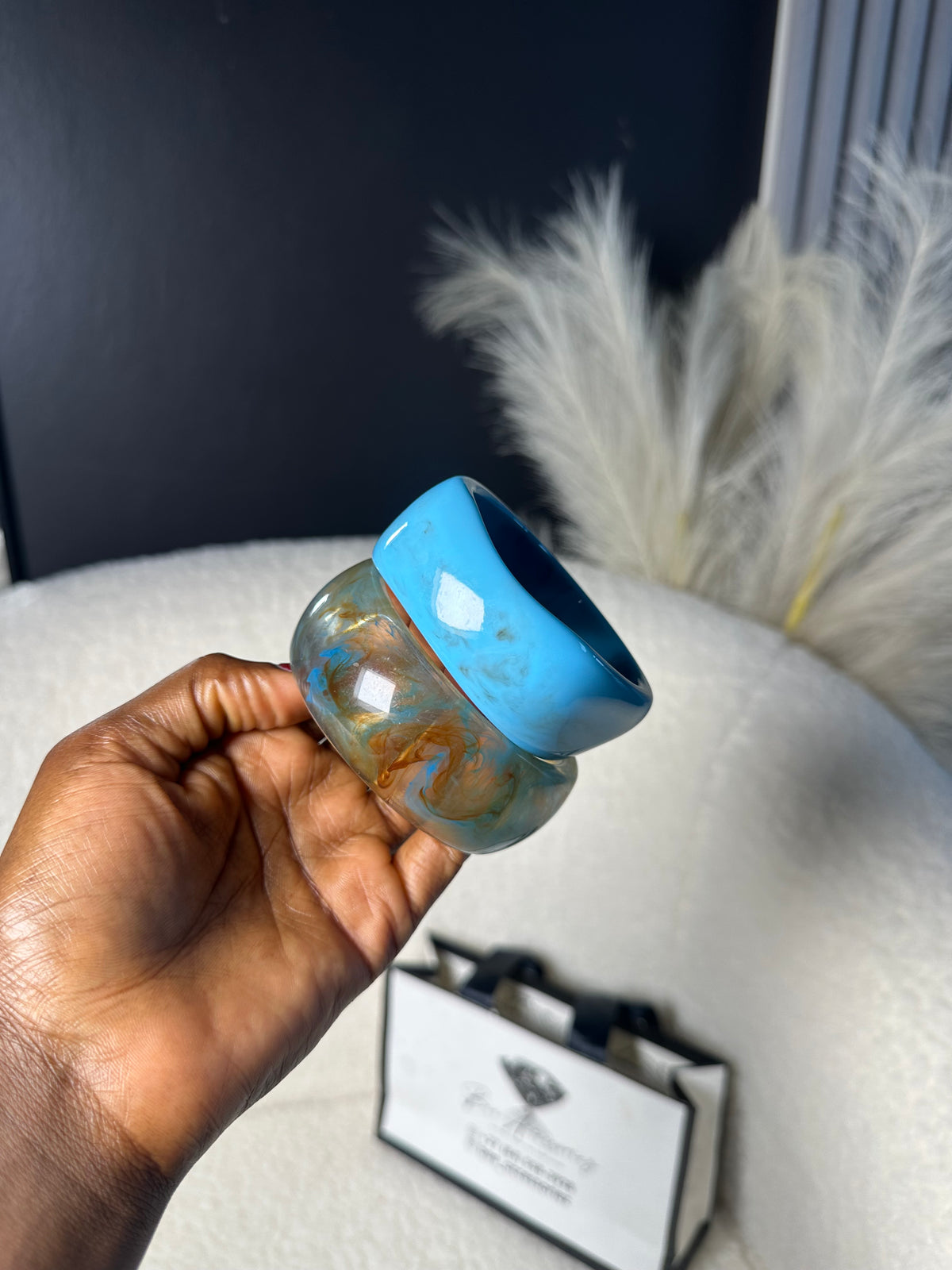2-Piece Turquoise Resin Bangle Set
