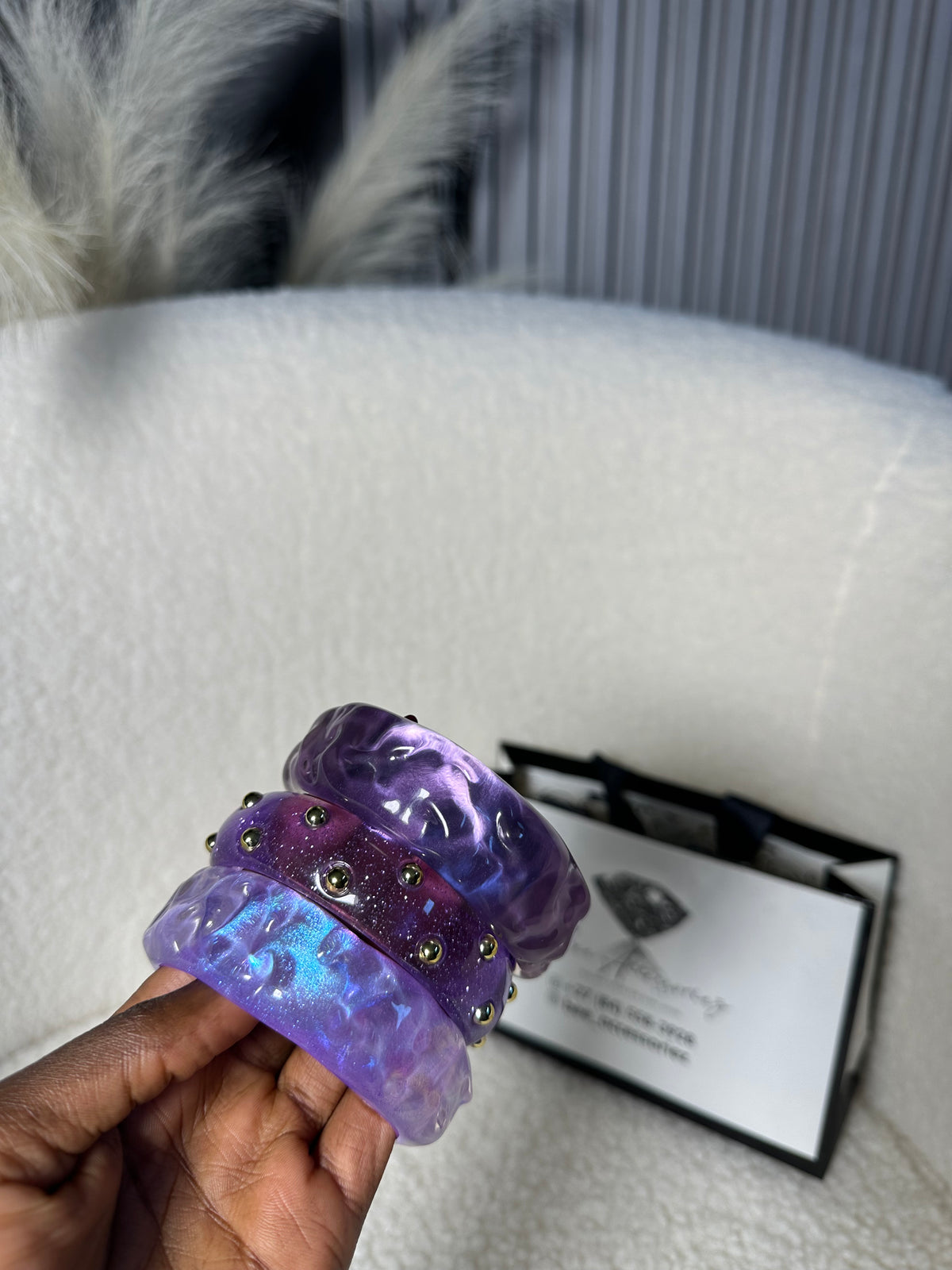 3-Piece Purple Statement Bangle Set