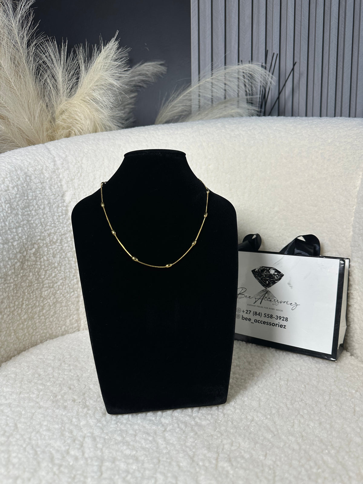 Gold Beaded Snake Chain Necklace
