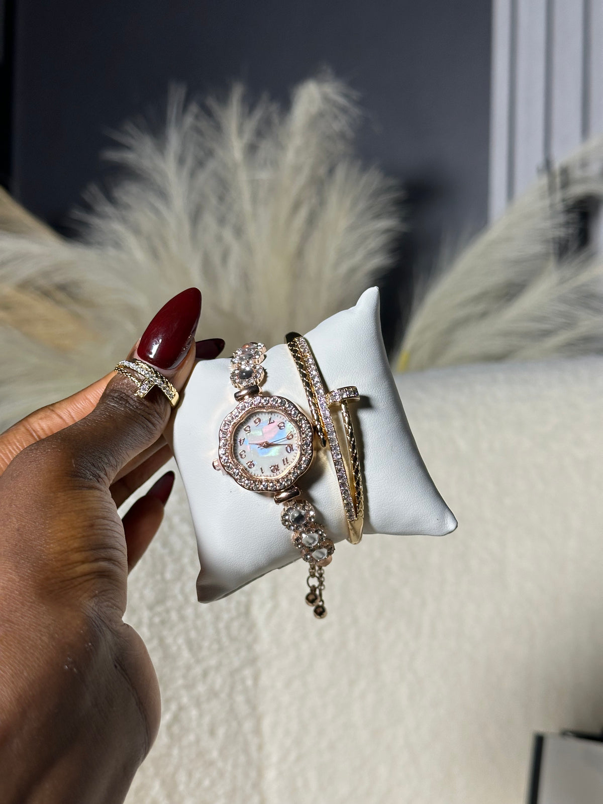 Rose Gold Pearl Watch Set