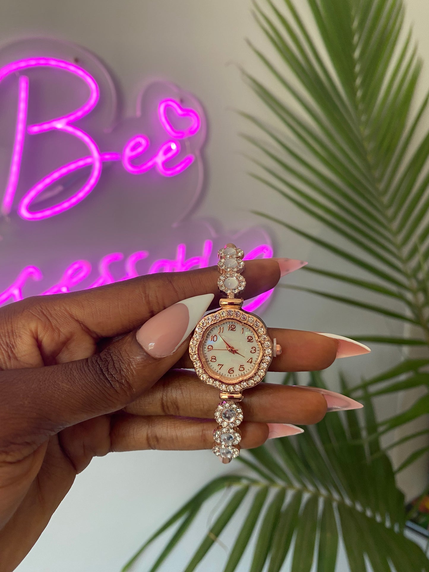 My Way Rhinestone Trim Embellished skinny watch