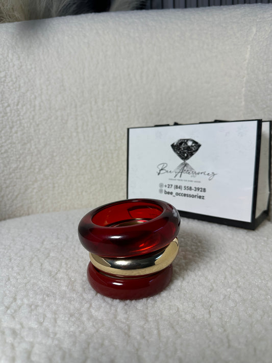 3-Piece Red & Gold Bangle Set